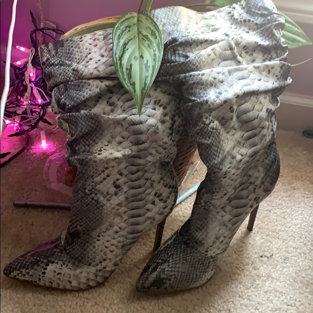 Snake print boots